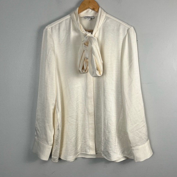 Express Tops - New Express Portofino cream neck tie button down blouse size large